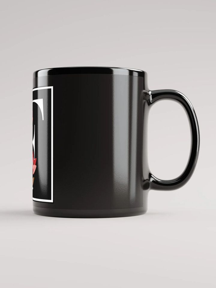 Elegant Floral Letter F Black Glossy Mug product image (1)