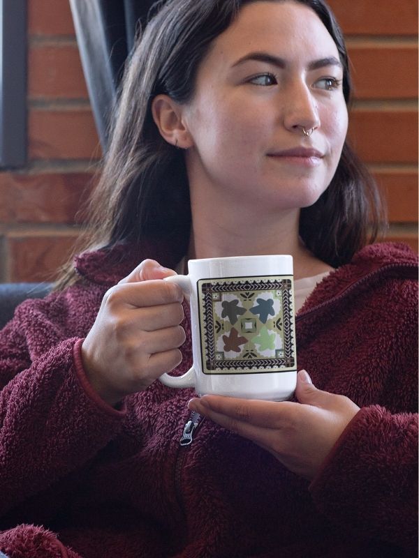 Ukrainian Pattern Meeple Patchwork Mug for Board Gamer, Large 15 oz. Coffee Cup product image (2)