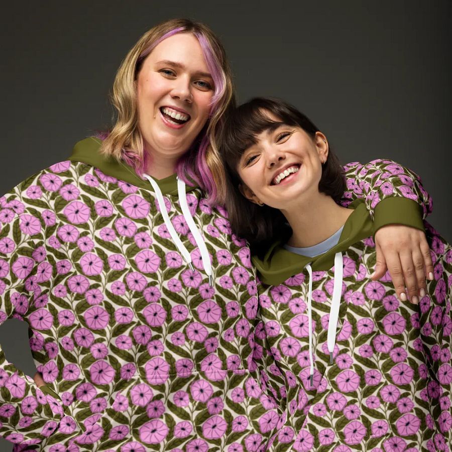 Dipladenia Dreams - Pink and Green - All Over Hoodie product image (3)