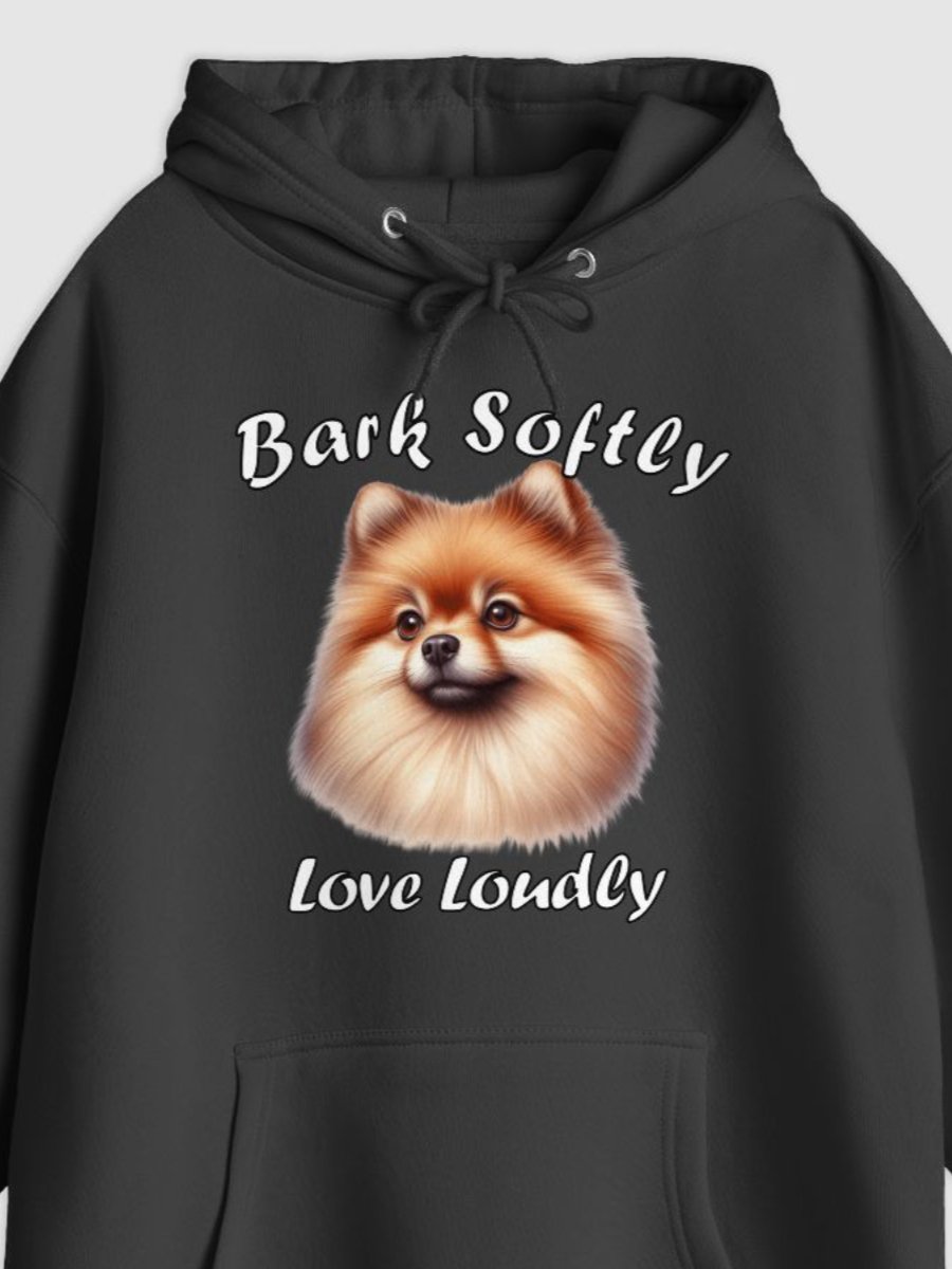 Bark Softly Love Loudly Dog Illustrated Pullover Hoodie (Front Only) product image (1)