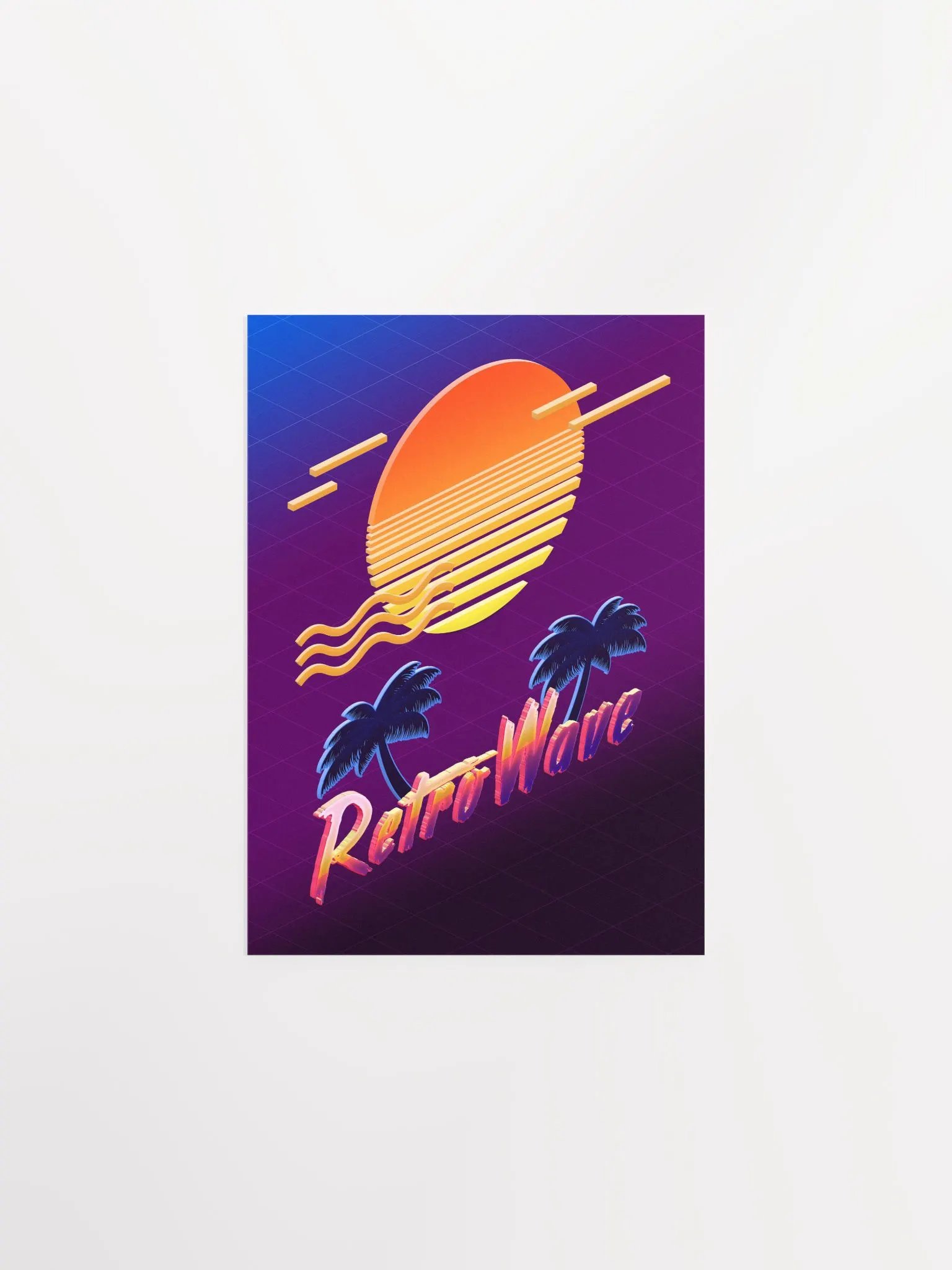 Isometric Retrowave: Sunset [synthwave/vaporwave/cyberpunk] — synthwave aesthetic poster, retrowave poster, neon poster, 1980s print product image (6)