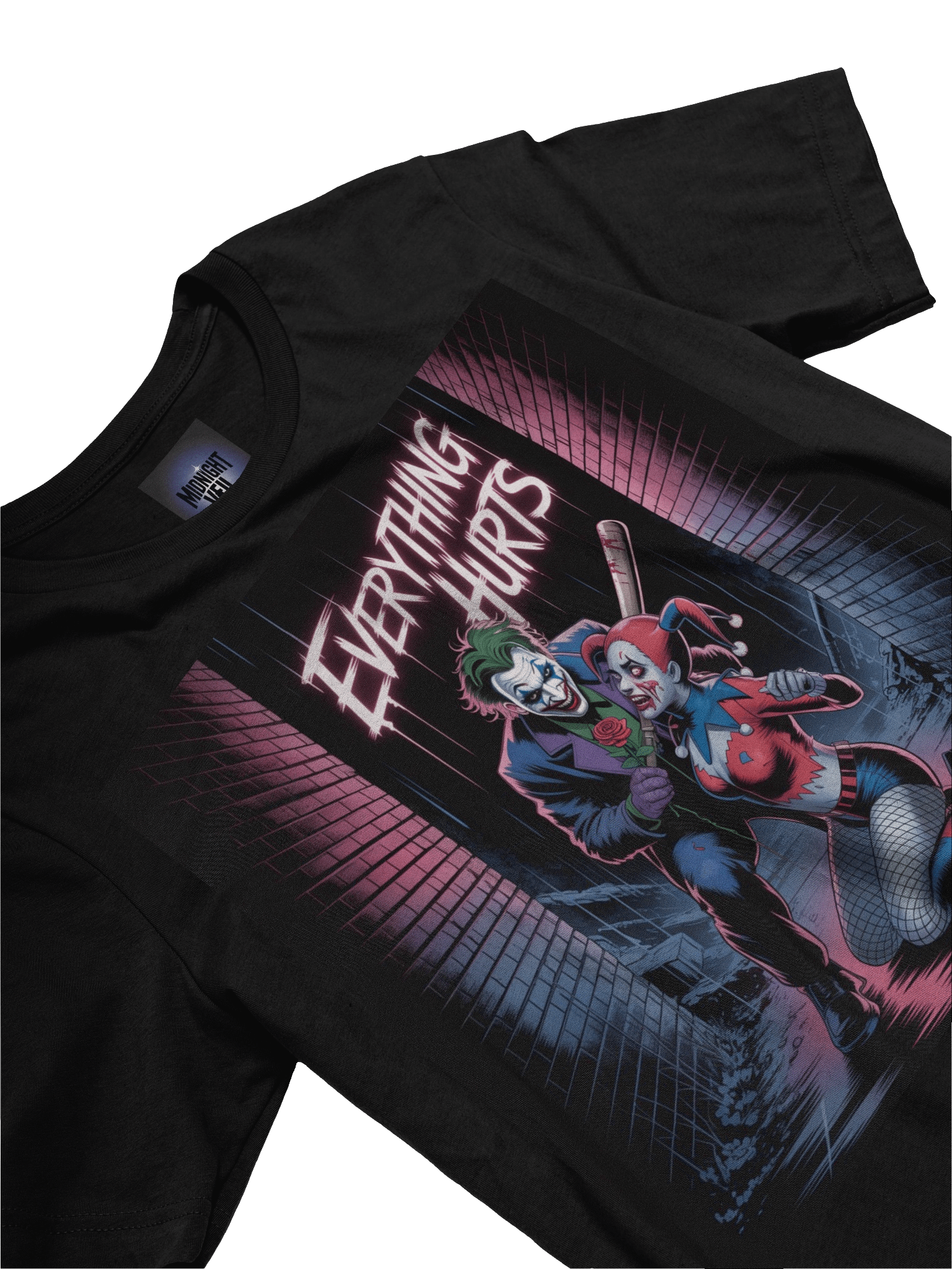 Everything Hurts: Joker and Harley Quinn's Neon Alley Agony Graphic Tee product image (5)