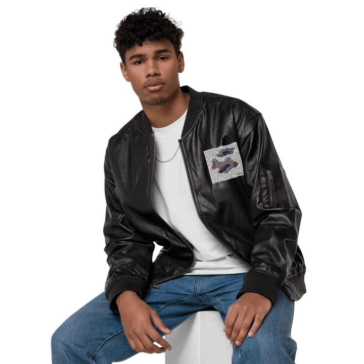 Kid Airplane (Threadfast Apparel Faux Leather Bomber Jacket) product image (1)
