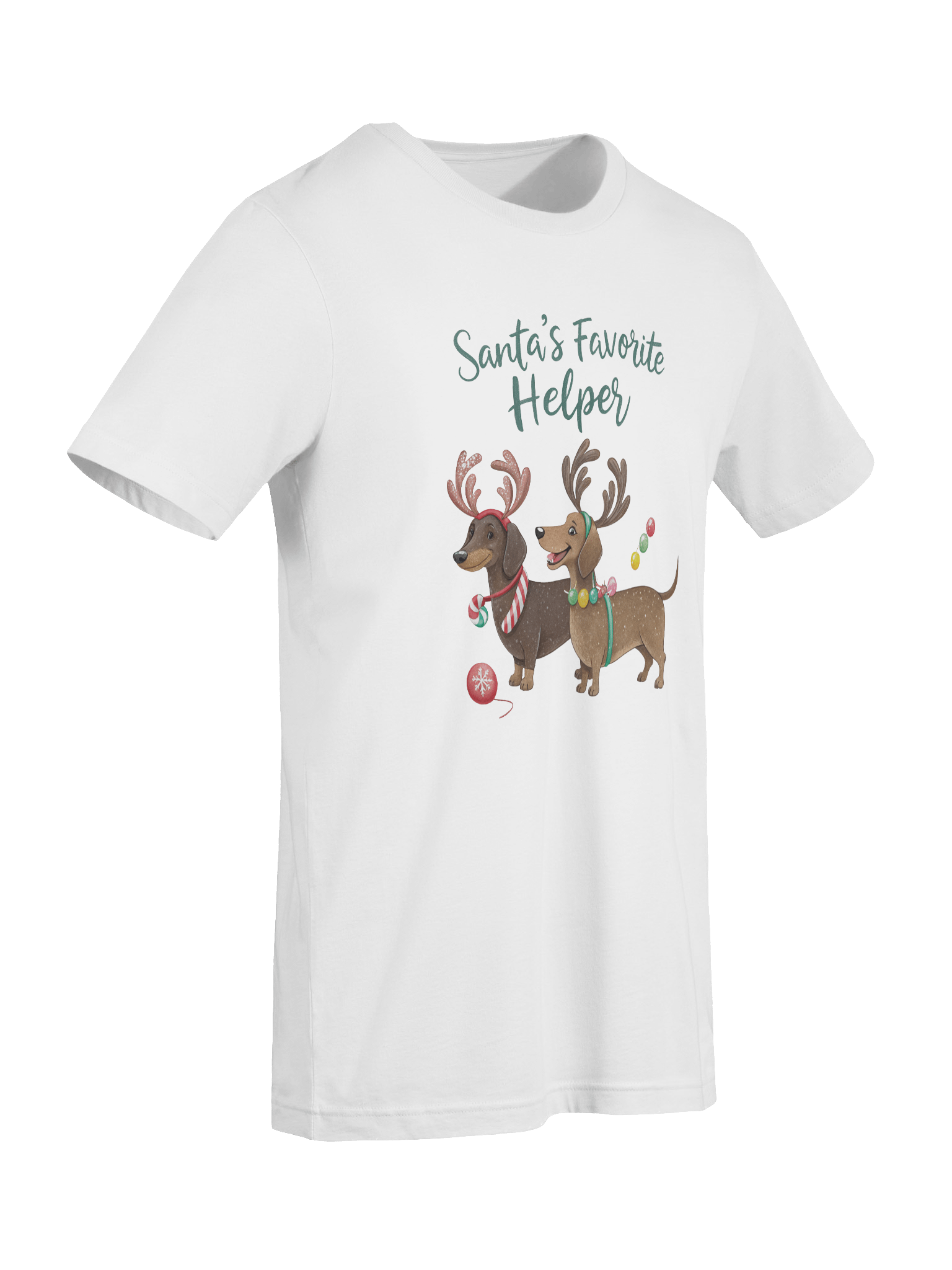 Santa’s Favorite Helper Dachshund T-Shirt – Cute Reindeer Doxie Christmas Tee product image (2)