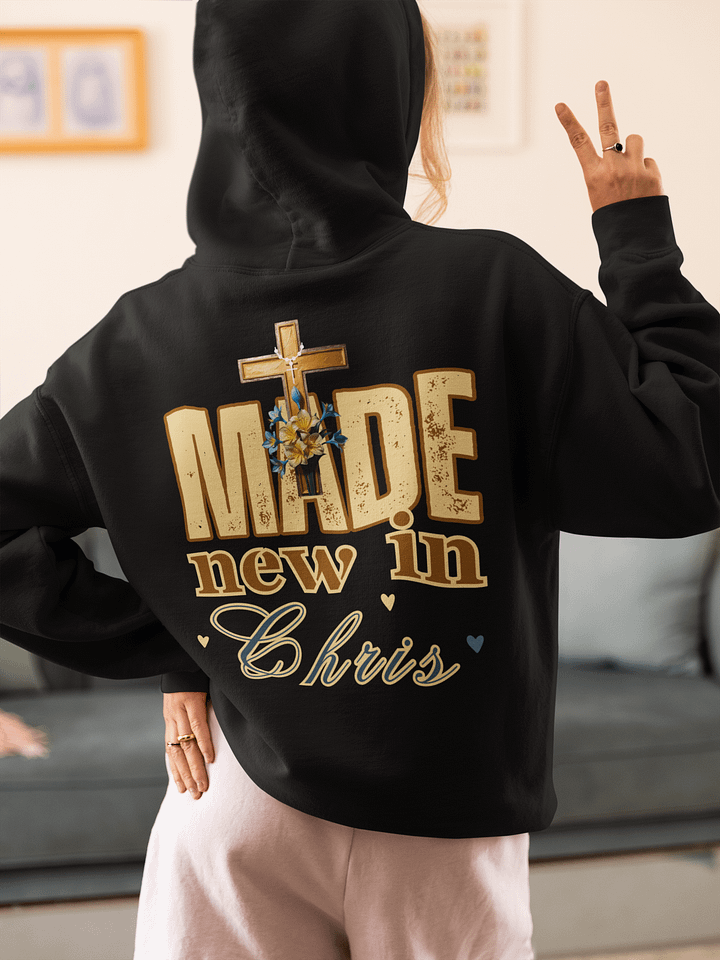 Made New In Christ Christian Gildan Hoodie - Back Design product image (1)