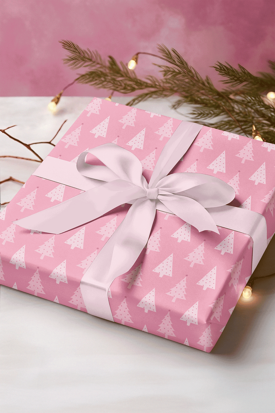 Pink Christmas Tree Wrapping Paper product image (1)