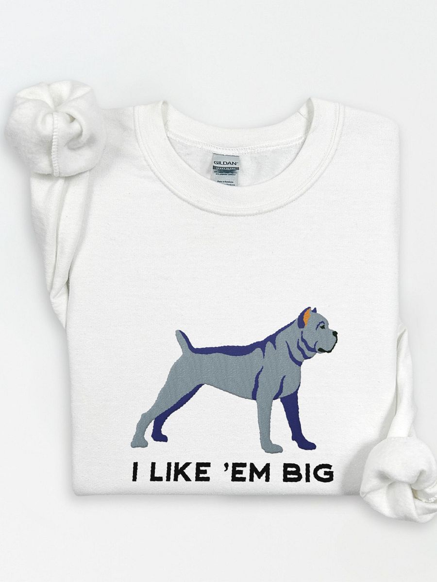 I Like 'Em Big Sweatshirt (Embroidered) of a Cane Corso(Blue) product image (1)