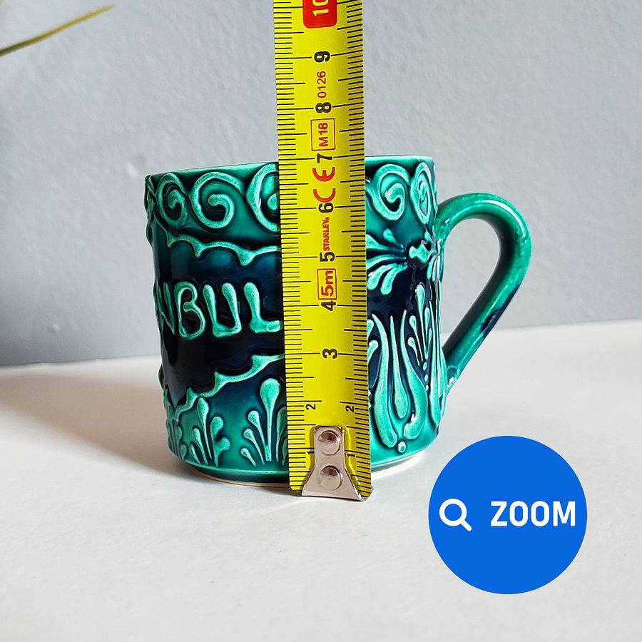 ☕ Ceramic small coffee mug, turquoise/green/emerald mug — handmade pottery product image (9)