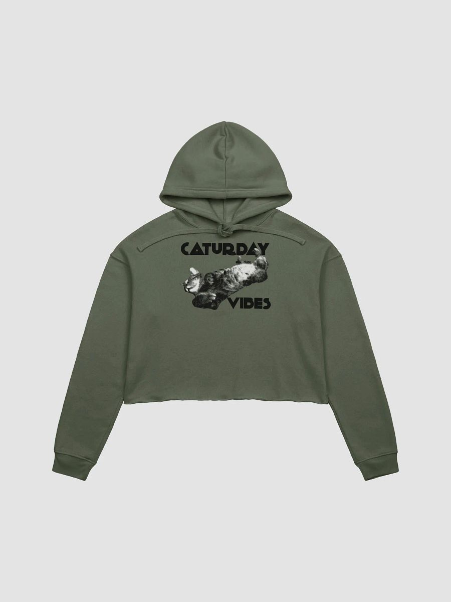 Caturday Vibes Crop Top Hoodie product image (1)