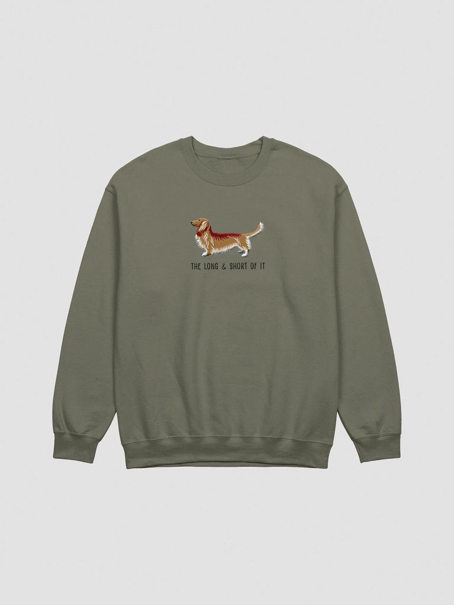 The Long & Short of It Sweatshirt (Embroidered) of a Longhaired Dachshund(Tan) product image (7)