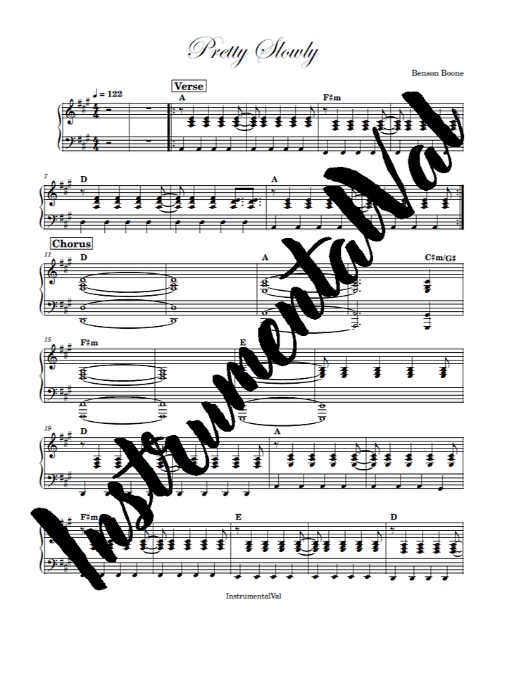 Pretty Slowly- Benson Boone piano accompaniment product image (1)