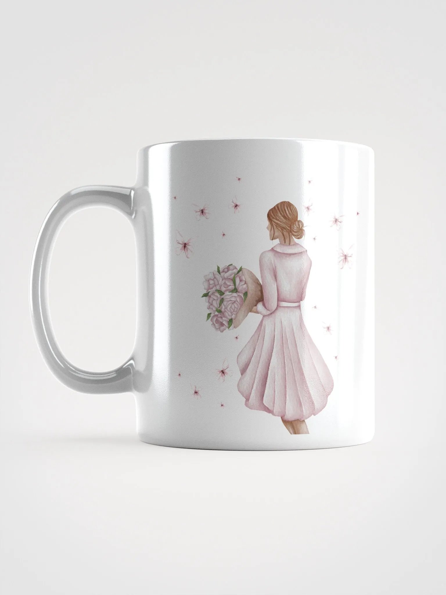 Woman Surrounded By Butterflies White Mug product image (18)
