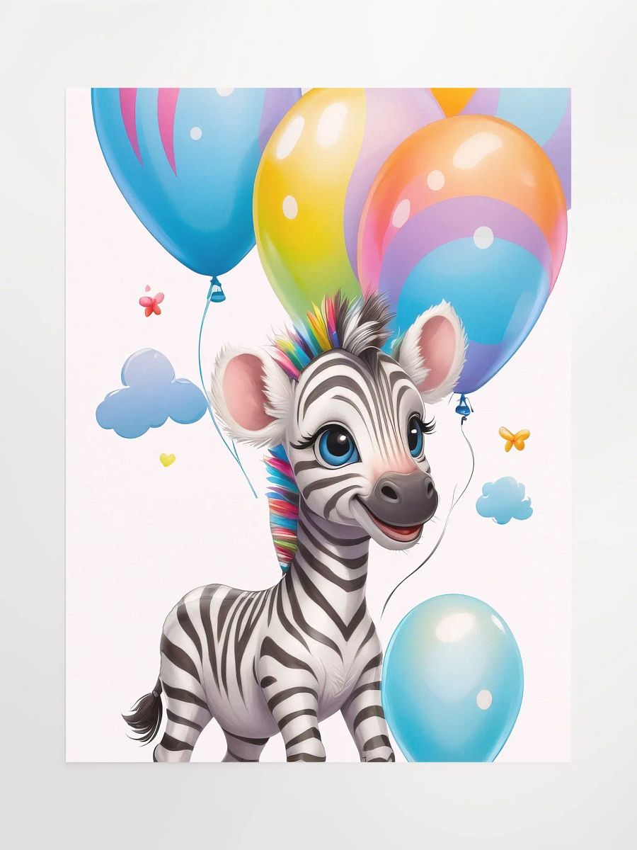 Baby Zebra - Poster - Nursery-Kids Room - Medium Size 18x24 Inches product image (1)