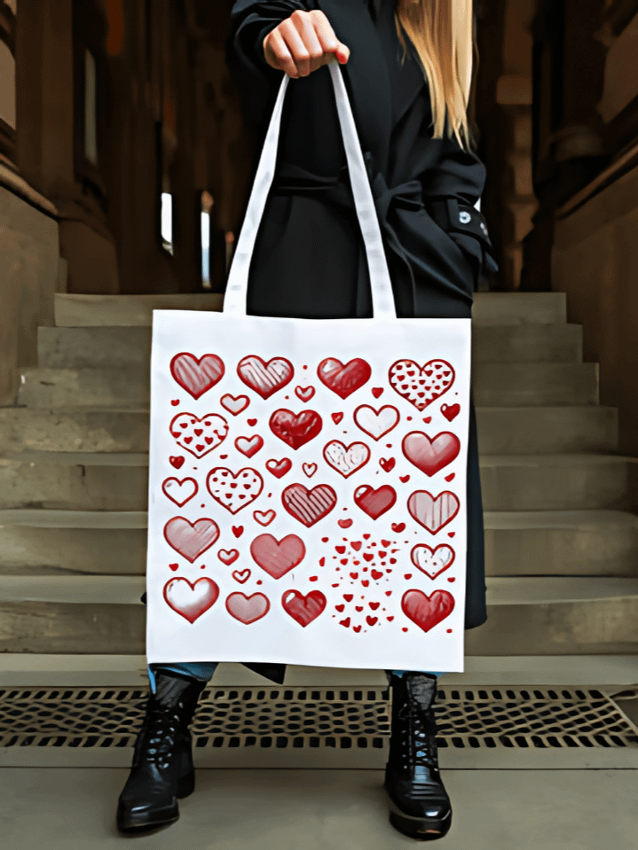 Red Heart Tote Bag Sublimation Graphic – Valentine’s Day Heart-Themed Artwork for Totes – Instant Digital Download – 300 DPI PNG product image (1)