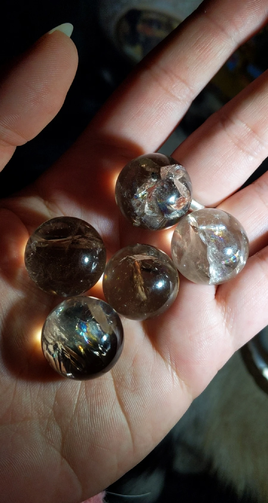 1 PC. Rainbow Filled Smokey Quartz Crystal 1 Inch Sphere product image (3)