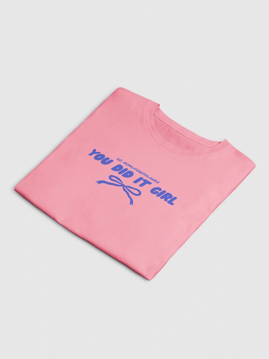 You Did it Girl Bow Cropped Tee - Blue/Pink product image (4)