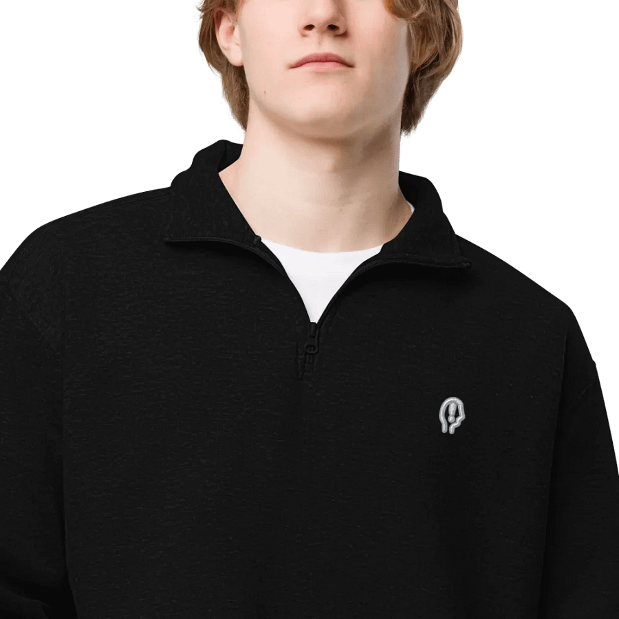 EXCLAIMING MENTALLY (grey and white design) embroidered quarter zip product image (5)