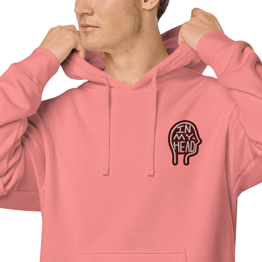 In My Head (L.C. maroon bubble design 2) embroidered pigment hoodie product image (7)
