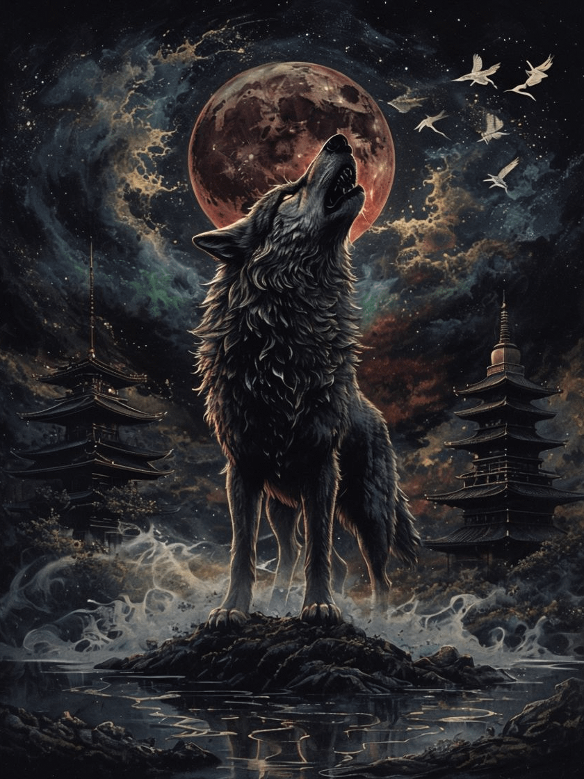Mystical Howling Wolf Framed Poster product image (1)