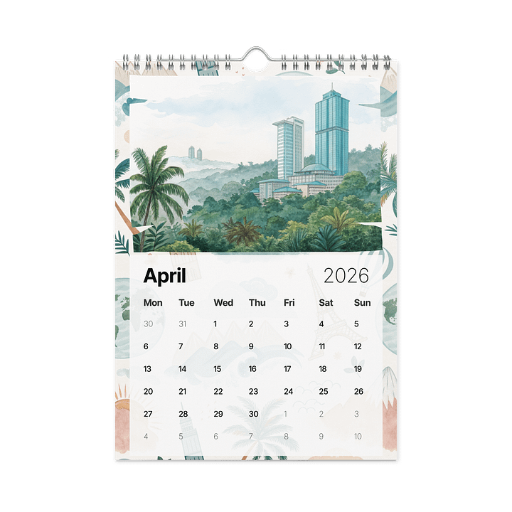World Capitals Wall Calendar 2026 – Unique & Unusual Cities in Vibrant Watercolor product image (1)