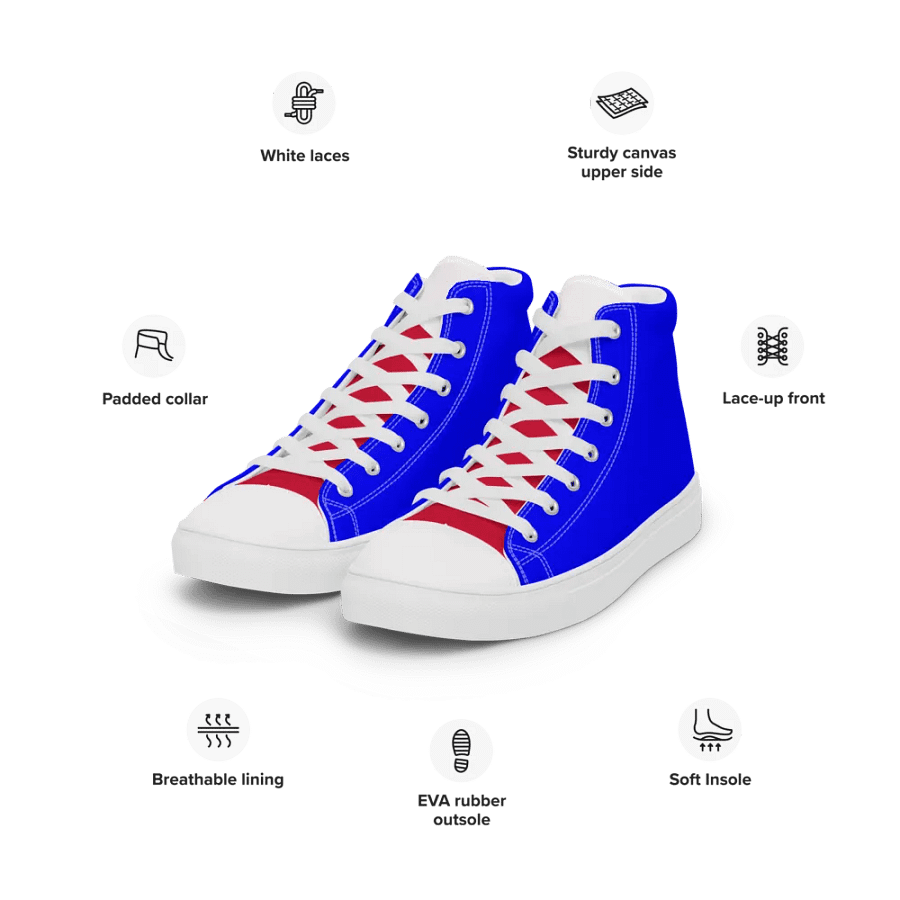Men's red tonged high top canvas Flandan sneakers/ Red, White Blues product image (5)