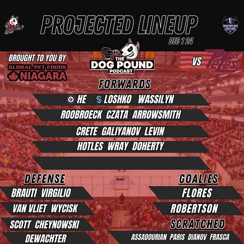 Niagara IceDogs lines in Peterborough brought to you by @GlobalPetFoods’ four Niagara Region locations!

Niagara’s starters a...
