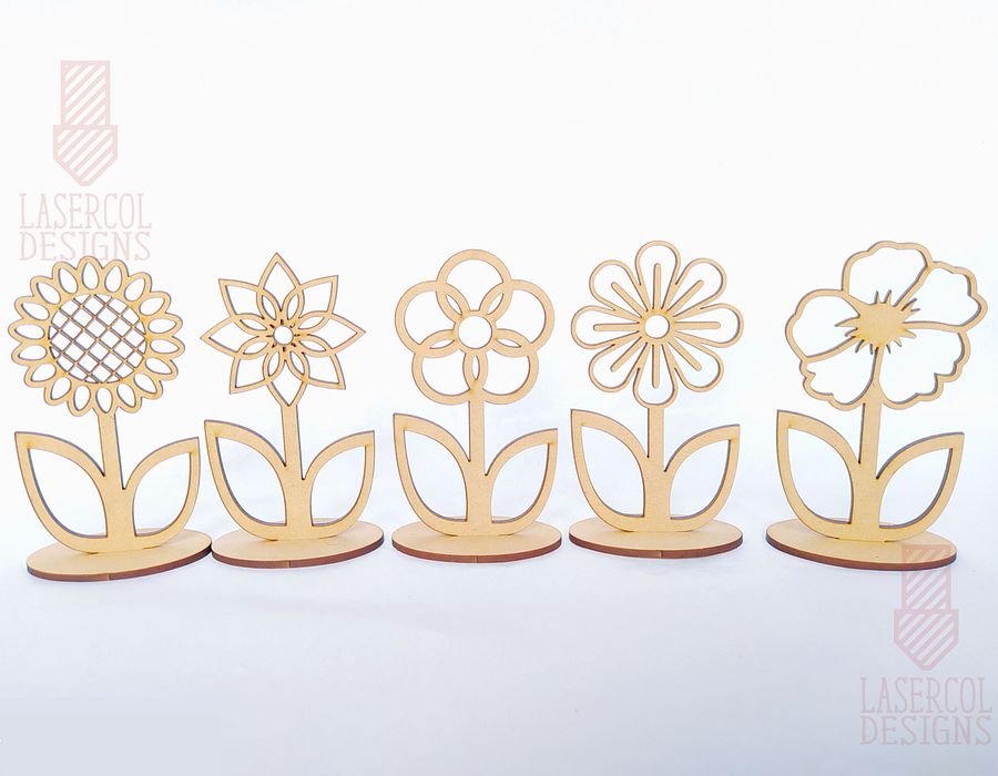 Flowers - Set 2 - (Two Sizes, Five Styles) - Laser Cut Files product image (7)