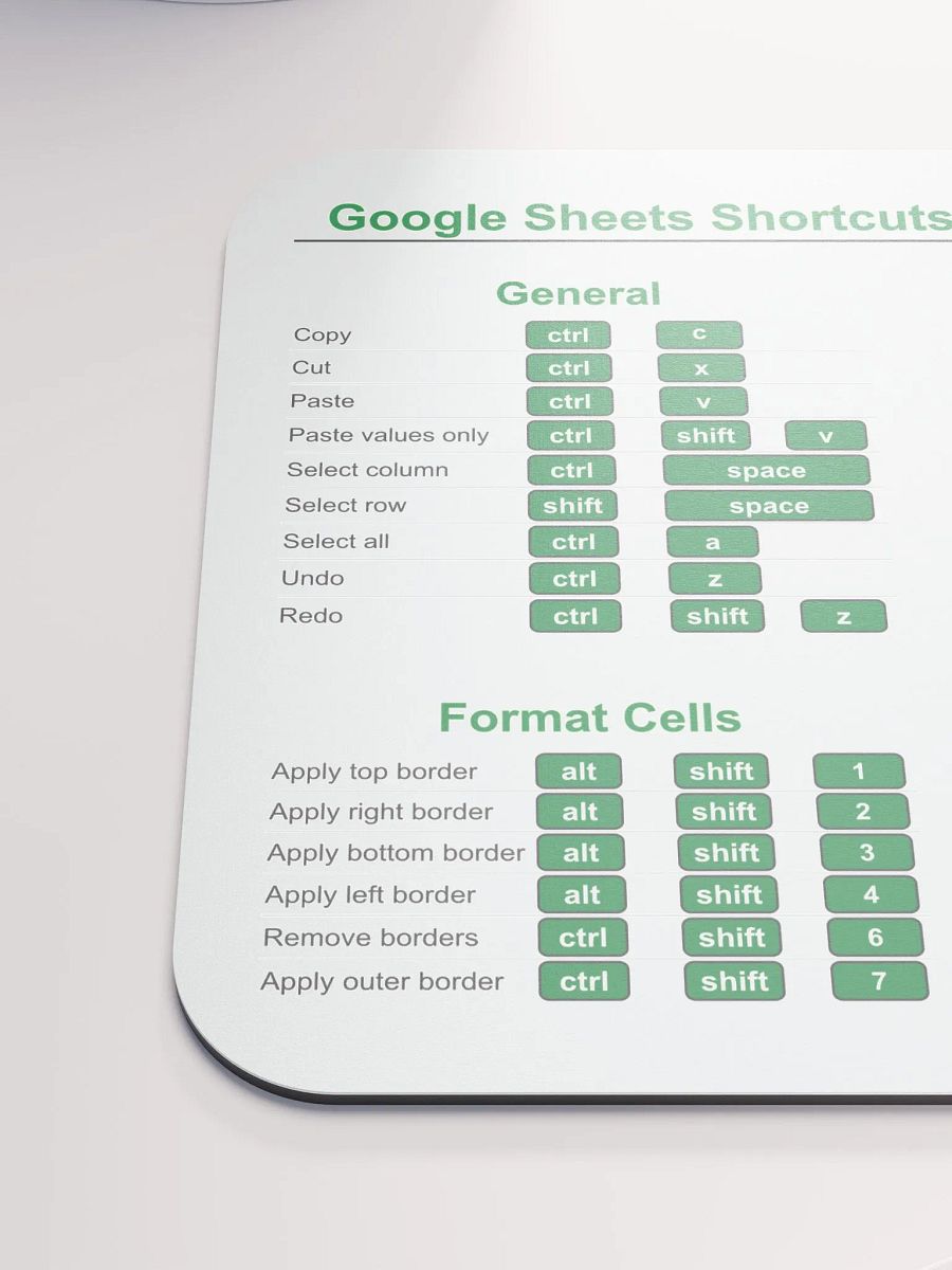 Keyboard Shortcuts Mouse Pad for Windows - Google Sheets product image (6)