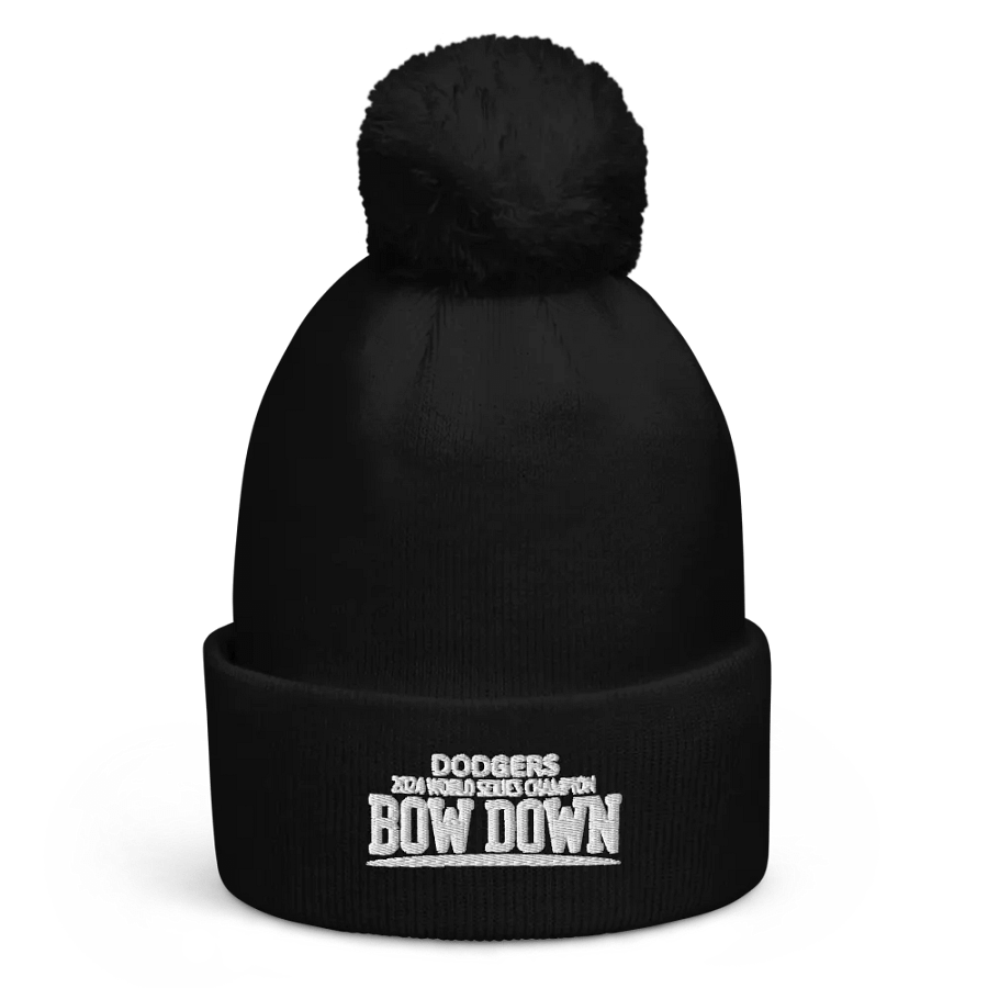"Bow Down" Dodgers 2024 World Series Champion Embroidered Pom-Pom Beanie | MLB Home Locker product image (1)