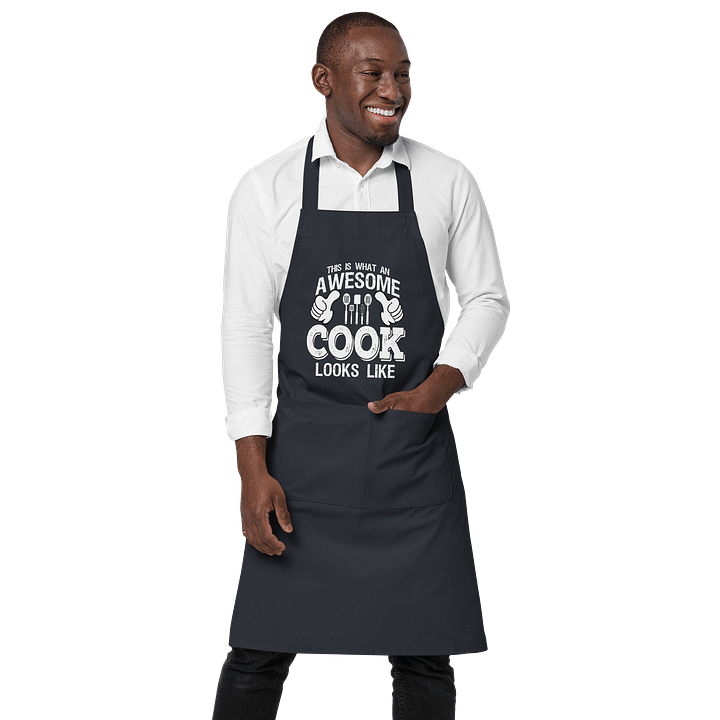 "This Is What an Awesome Cook Looks Like" Apron – Organic Cotton | Unisex Adjustable Kitchen Apron product image (5)