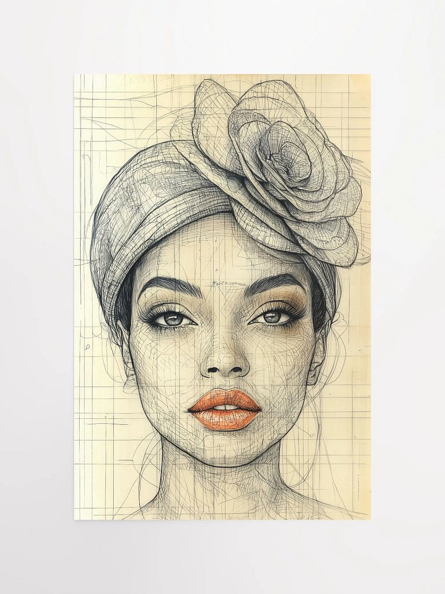 Classic Chic: Retro Portrait Art Print of a Woman in a Spectator Hat product image (4)