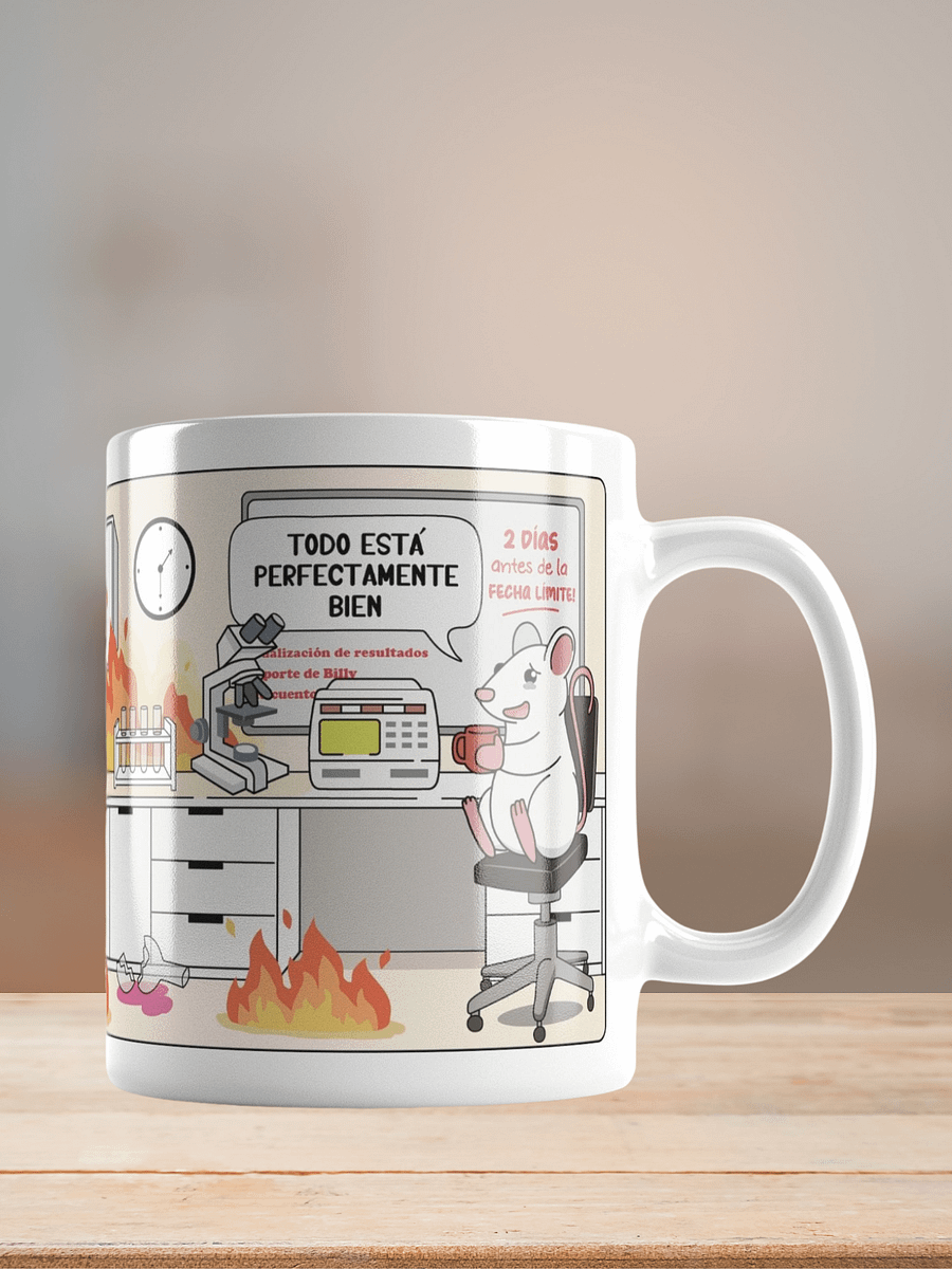 "Laboratorio en llamas" (SPANISH) Ceramic mug product image (7)