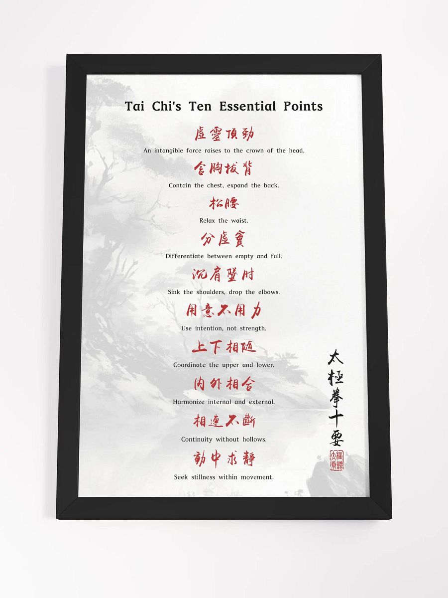 Tai Chi's Ten Essential Points - Framed Chinese Calligraphy product image (4)