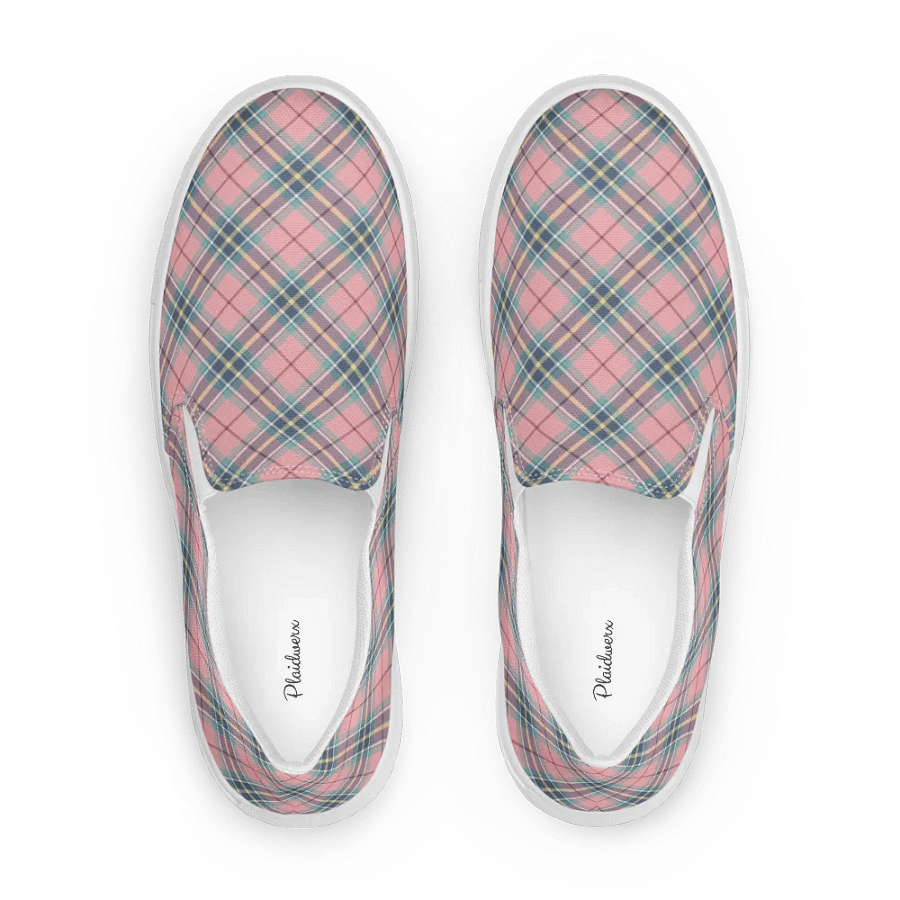 Pastel Pink, Mint Green, and Yellow Plaid Women's Slip-On Shoes product image (1)