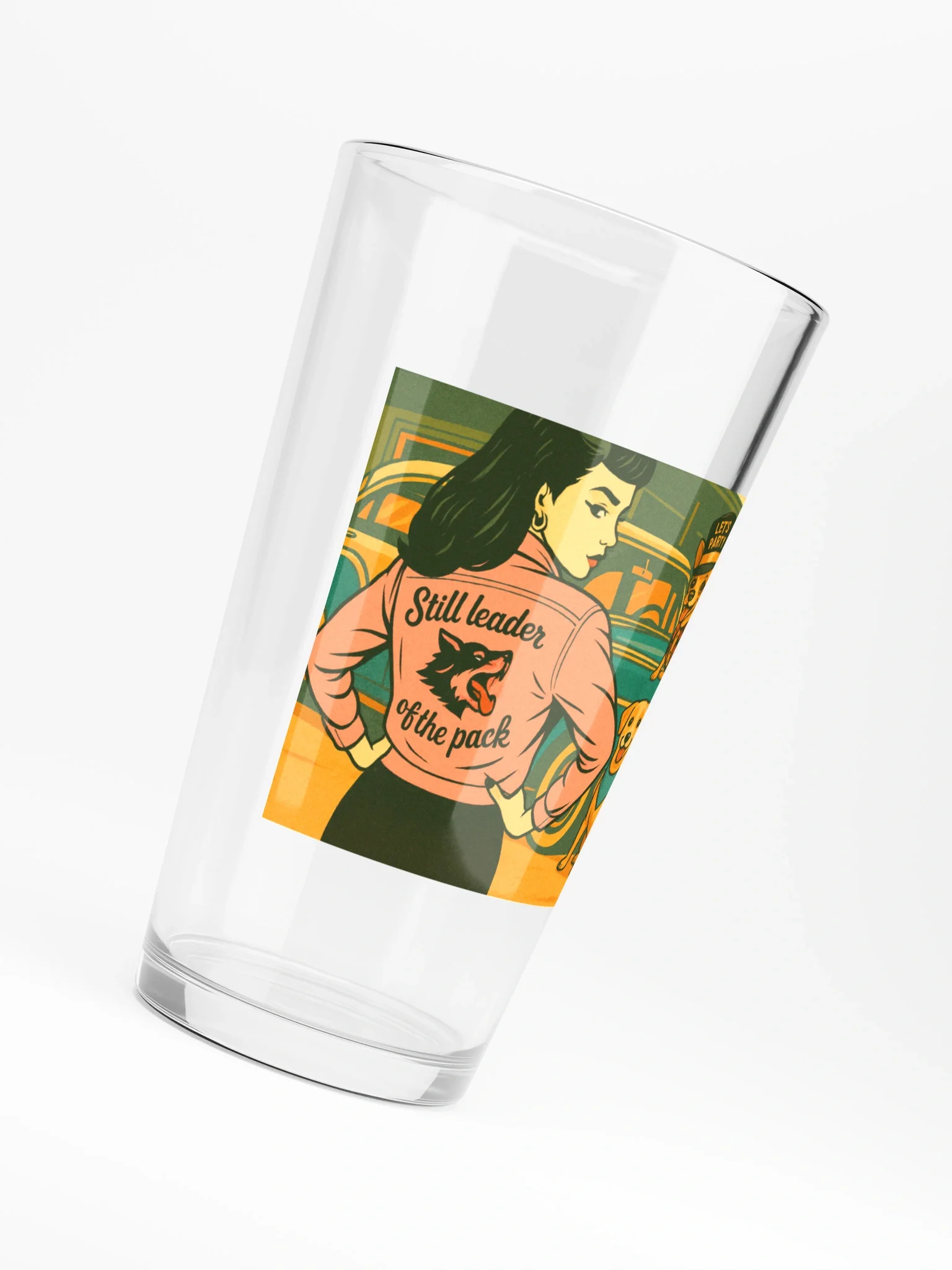 Mels Angels “Leader of the Pack” Retro Dog Pint Glass (16 oz) product image (6)
