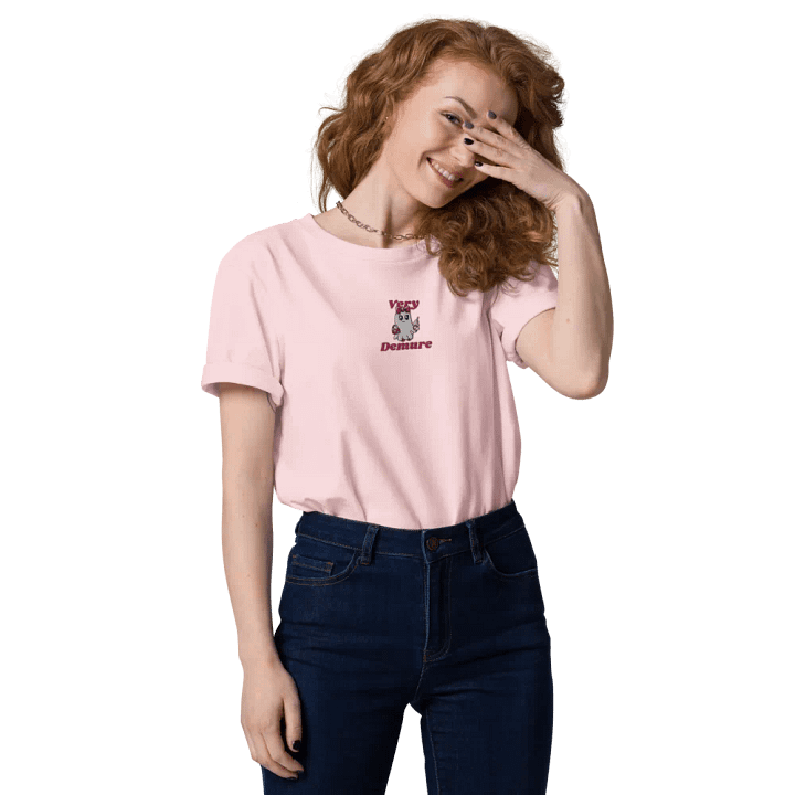 Very Demure Cute Ghost Embroidered Organic Cotton Regular Fit T-Shirt product image (18)