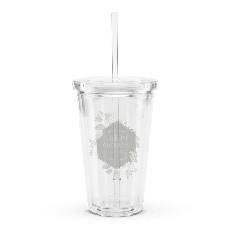 "Pure Worship" 2025 Convention of Jehovah's Witnesses | Botanical Double Wall Clear Plastic Tumbler product image (2)