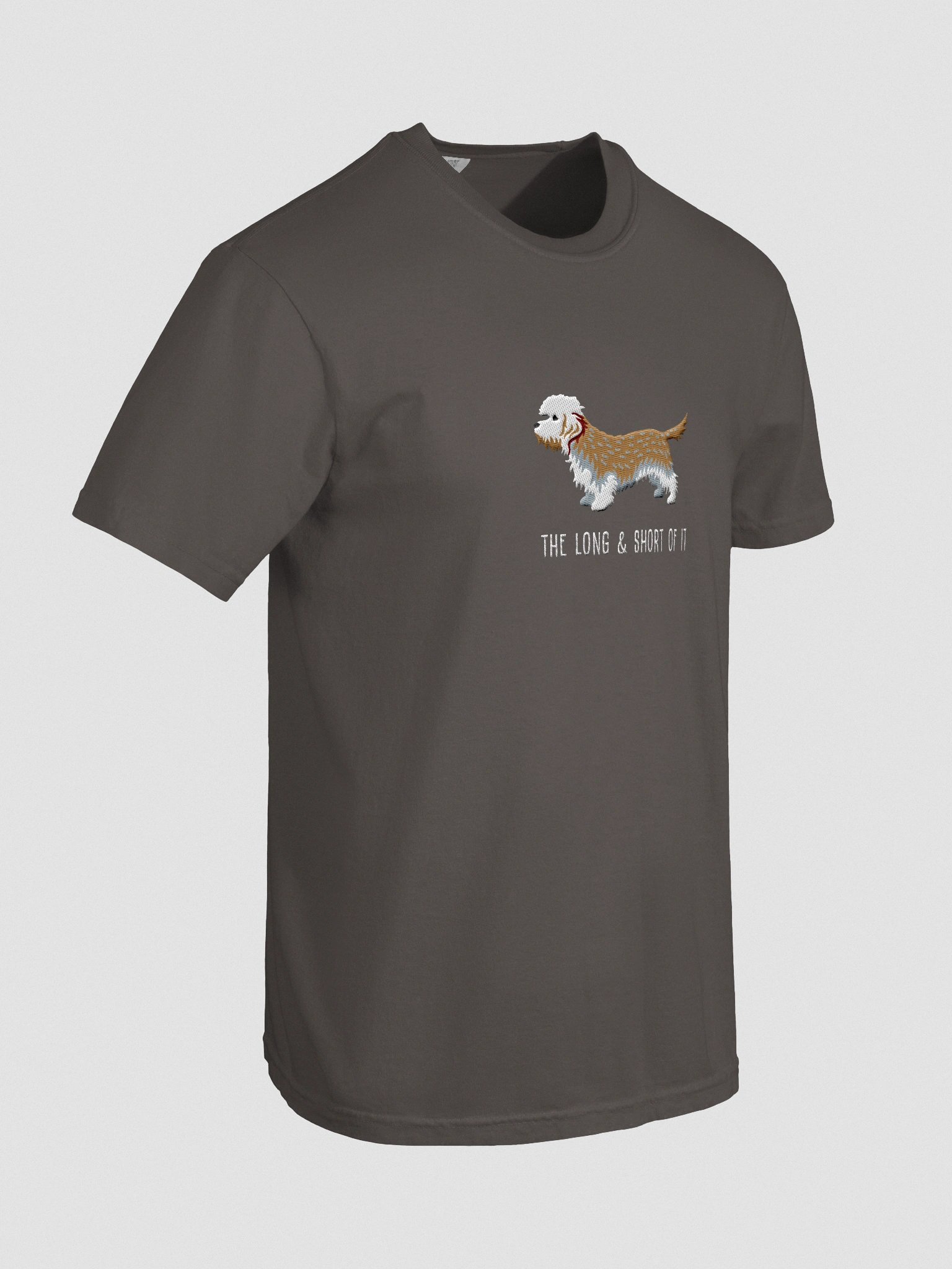 The Long and Short of It T-Shirt(Embroidered) of a Dandie Dinmont Terrier(Mustard) product image (11)