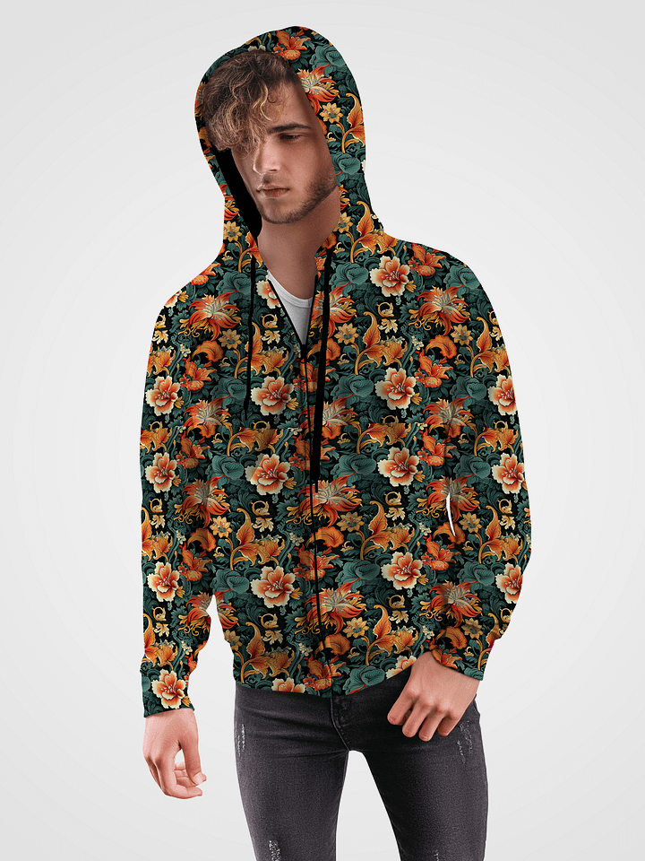 Sunset Flowers | Recycled Unisex ZIP Hoodie product image (1)