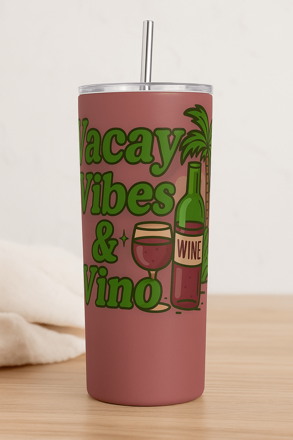 Vacay Vibes & Vino Tumbler Wrap | Wine Lover Summer Sublimation PNG | 20oz Skinny Wrap for Cricut, Silhouette & Crafts product image (5)