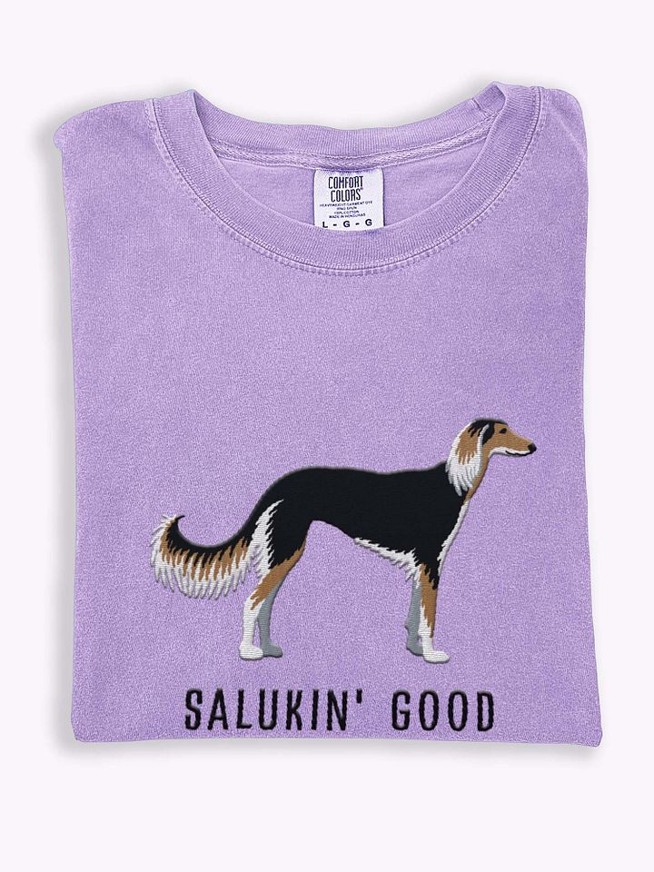 Salukin' Good T-Shirt(Embroidered) of a Saluki(Black & Tan) product image (1)