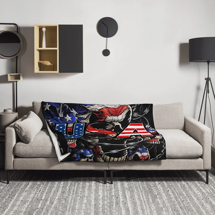 Patriotic Skulls Throw Blanket product image (2)