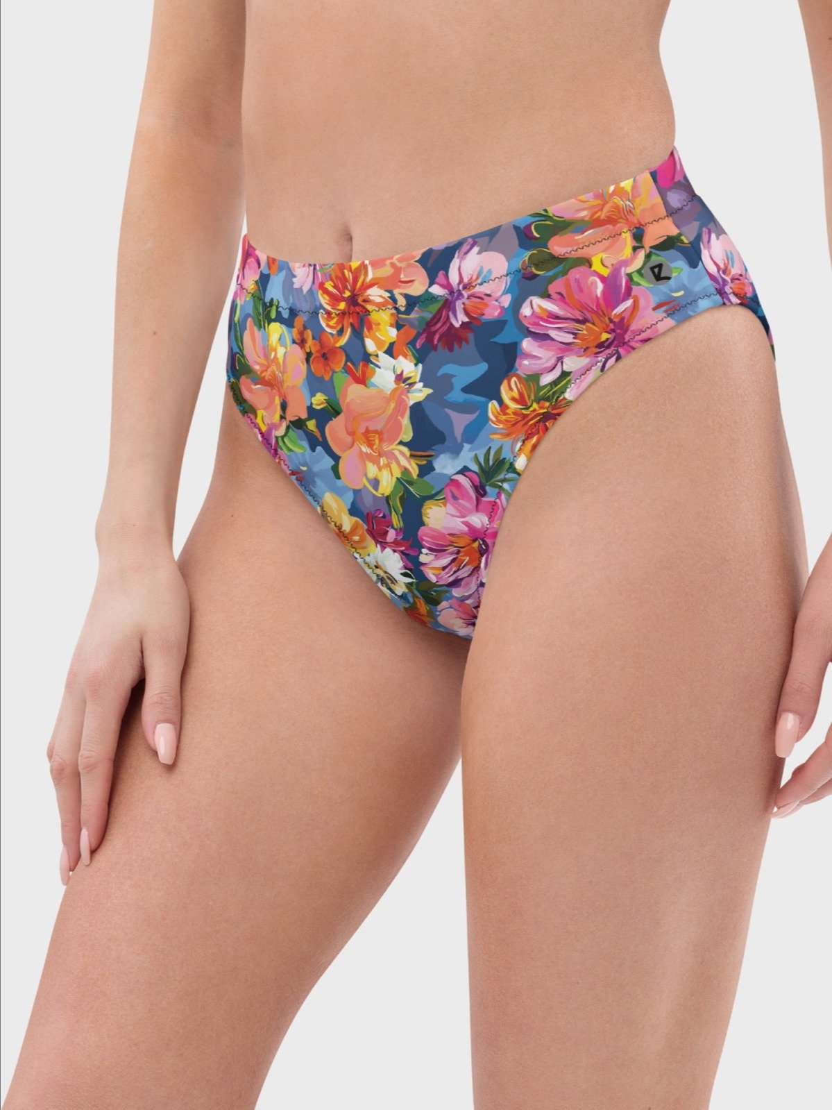 High-Waisted Bikini Bottom "Bold Abstract Florals" product image (1)