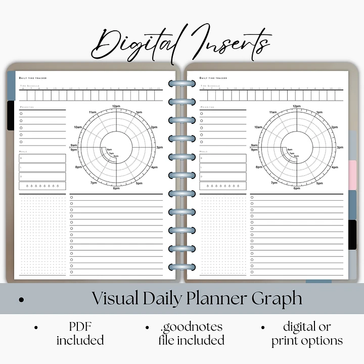 Visual Graph Daily Planner Digital Insert- Portrait Orientation product image (1)