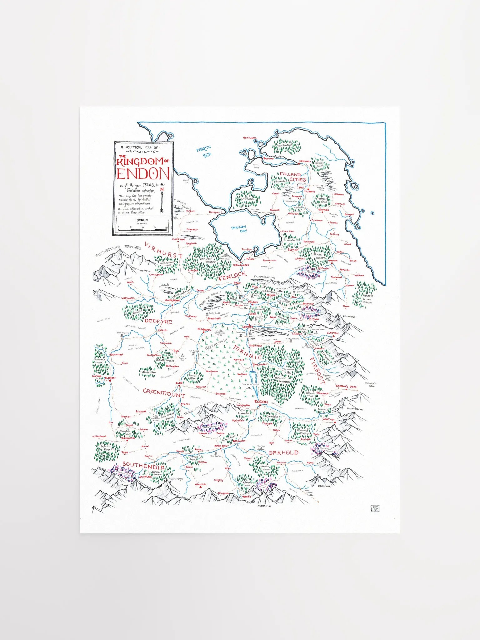 "The Kingdom of Endon" | Printed Map product image (2)