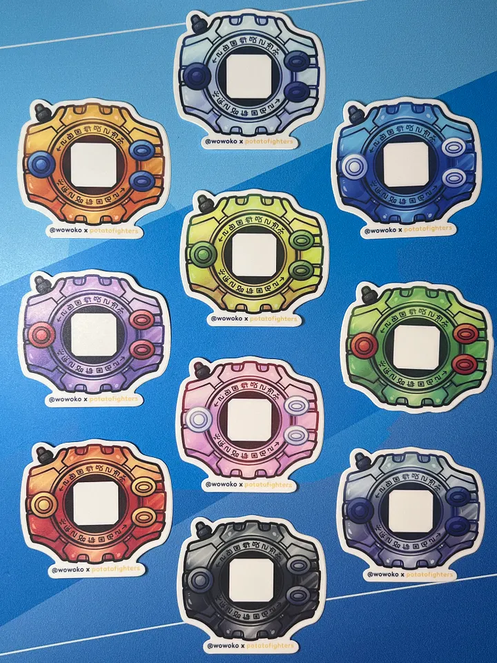 WoWoKo x Potato Fighters - Digimon Digivice full set - Stickers product image (1)
