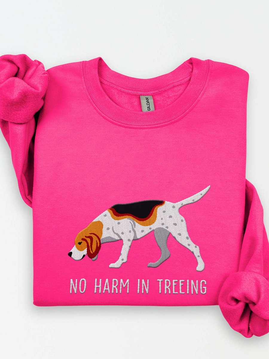No Harm in Treeing Sweatshirt (Embroidered) of a Treeing Walker Coonhound product image (1)