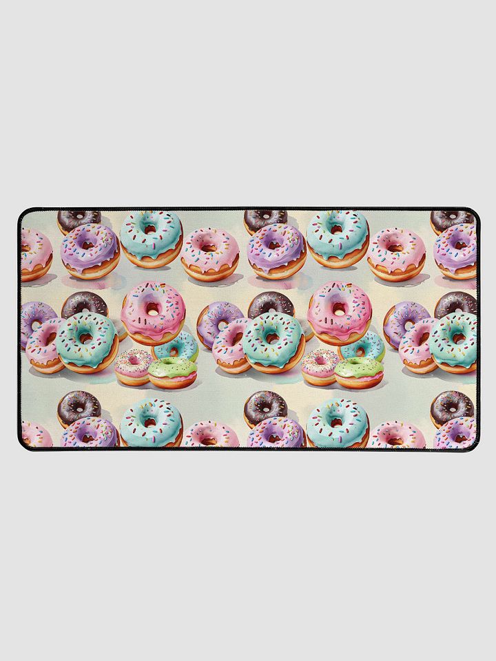 Desk Mat (31.5x15.5 inches) - Pastel Sprinkled Donuts on a Watercolor Background product image (1)