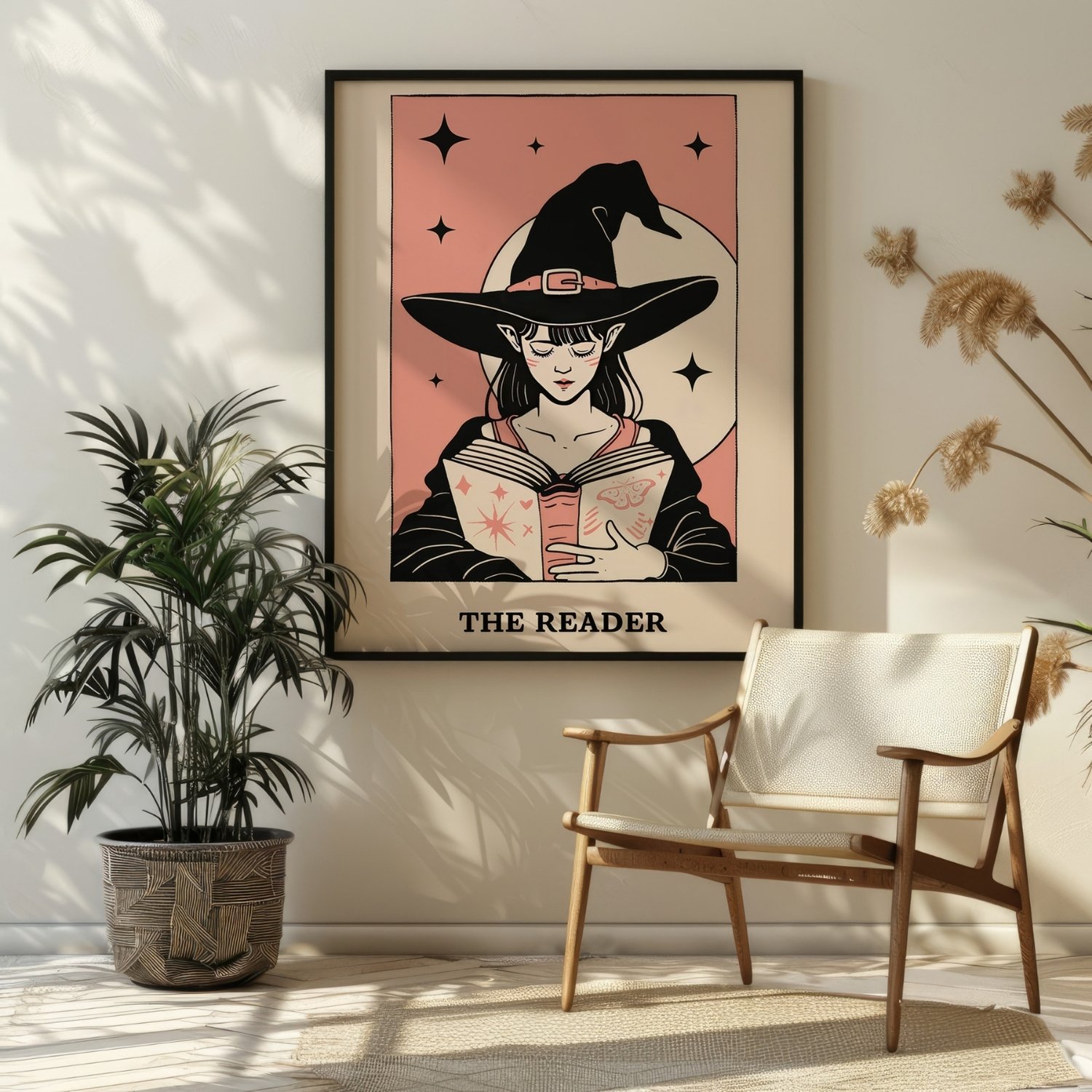 Pastel Pink& Black The Reader Tarot Card Art Print product image (24)