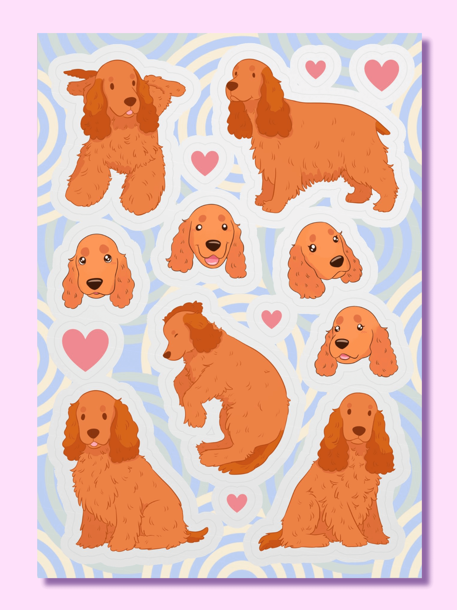 Cute Cocker Spaniel Kiss-Cut Sticker Sheet product image (1)